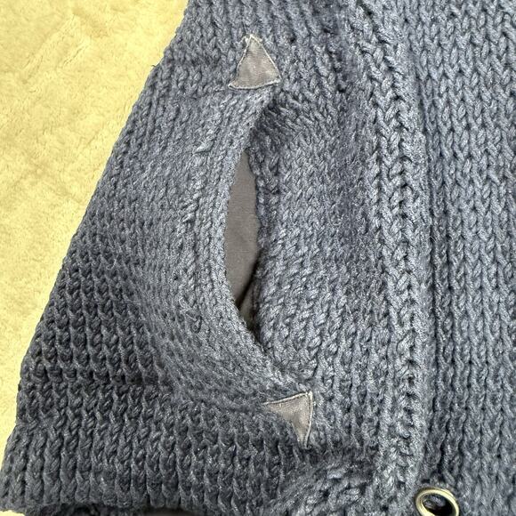 VTG Ralph Lauren Rare Hand Knit Sweater Navy Blue Woven Anchor Size S Nautical - Picture 8 of 8